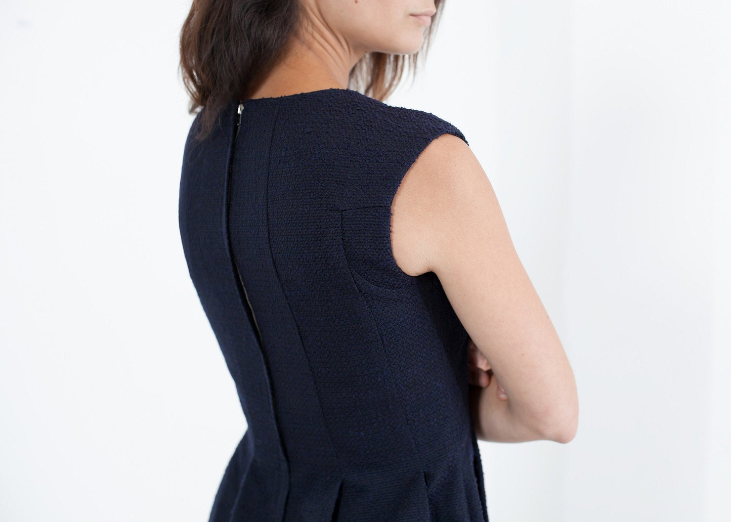Robe plissée Rita en bleu marine foncé