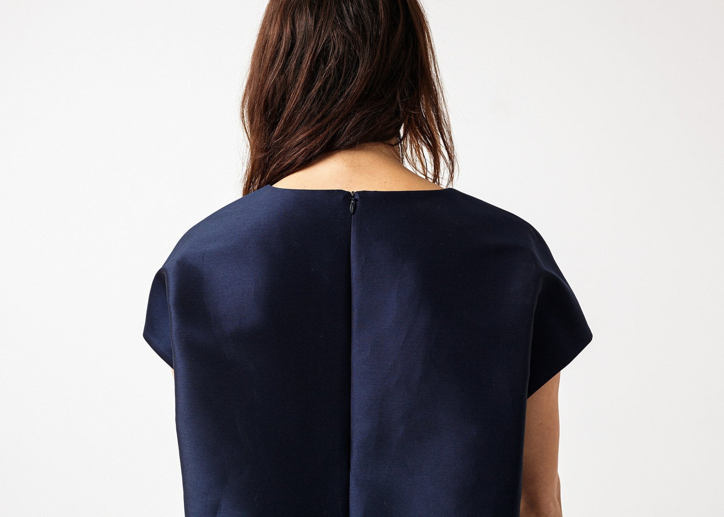 BLUSA MANGA FOLIDA EN AZUL MARINO