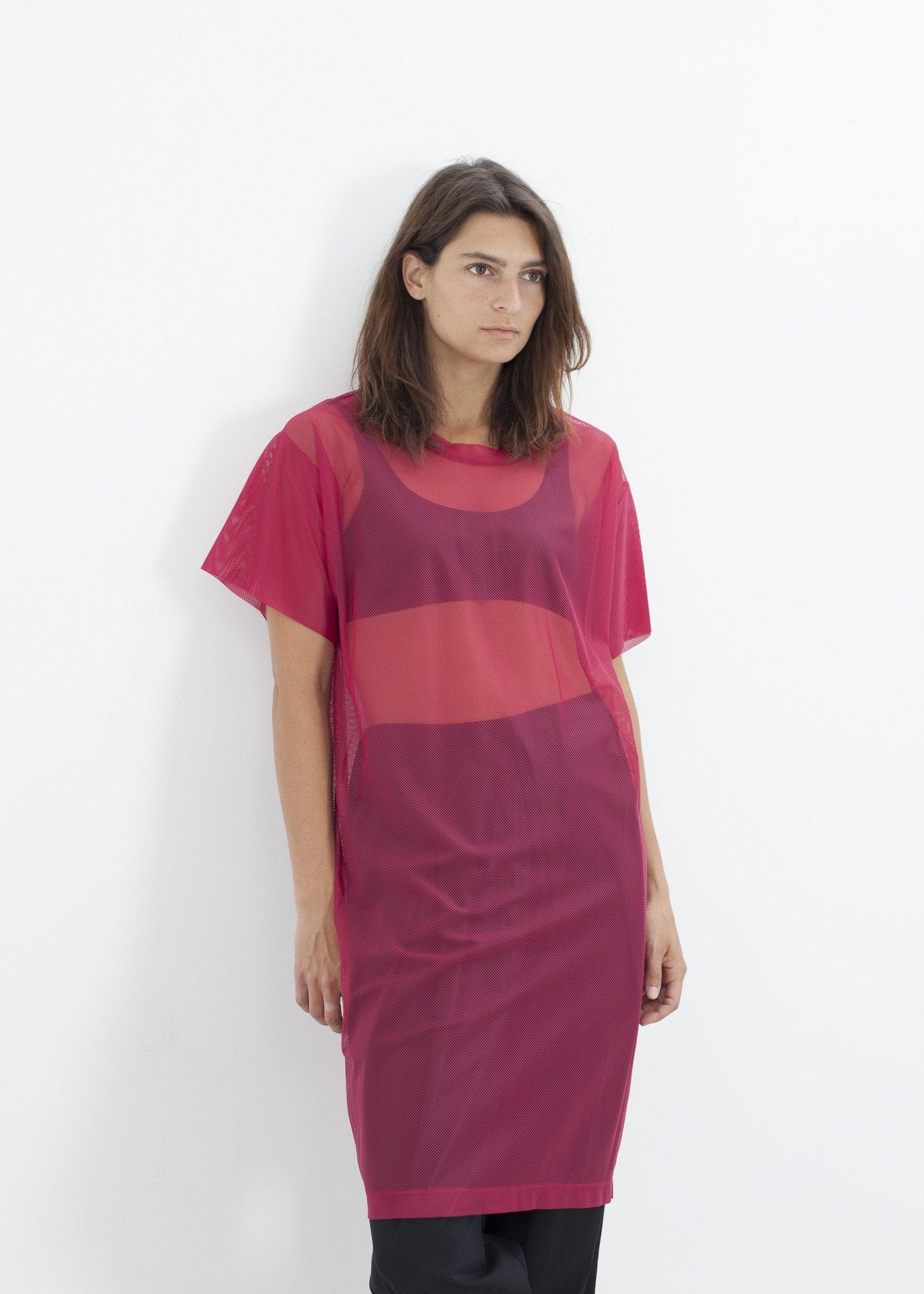 Sobrevestido de malla en rosa
