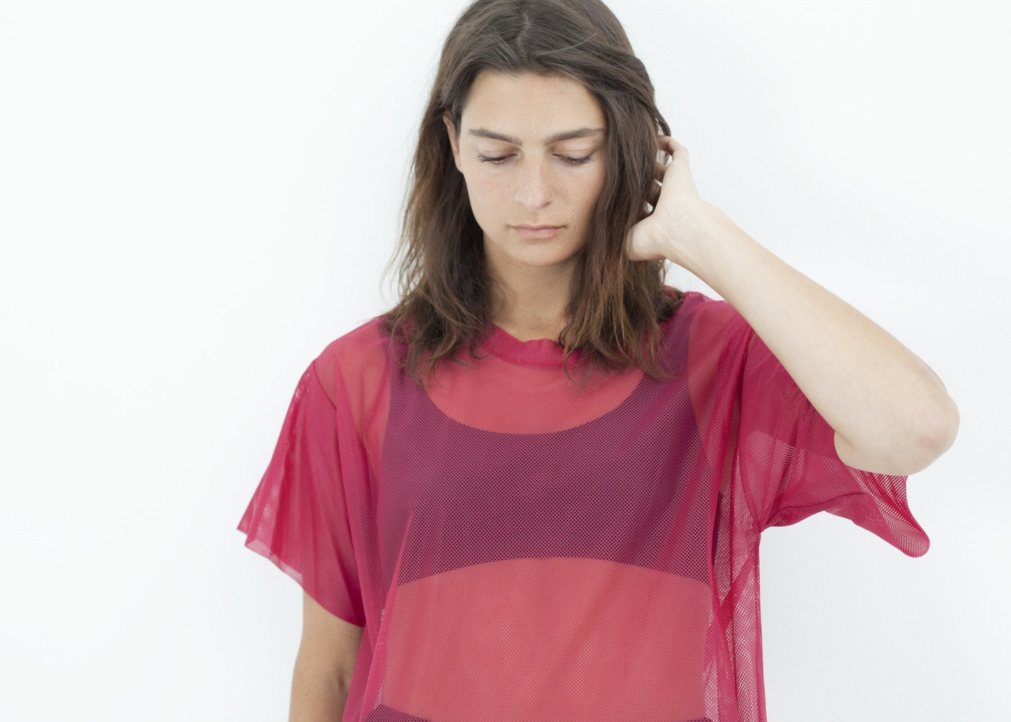 Sobrevestido de malla en rosa