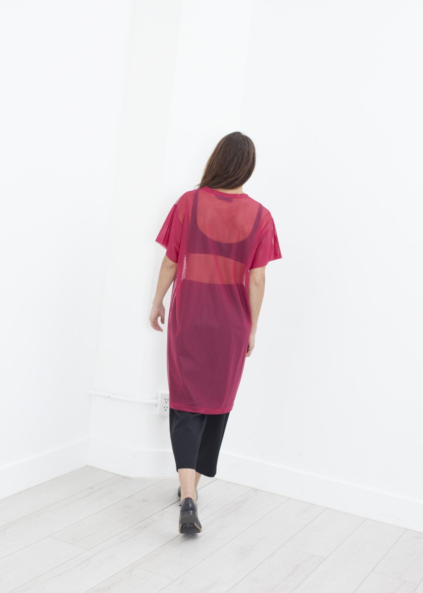 Sobrevestido de malla en rosa