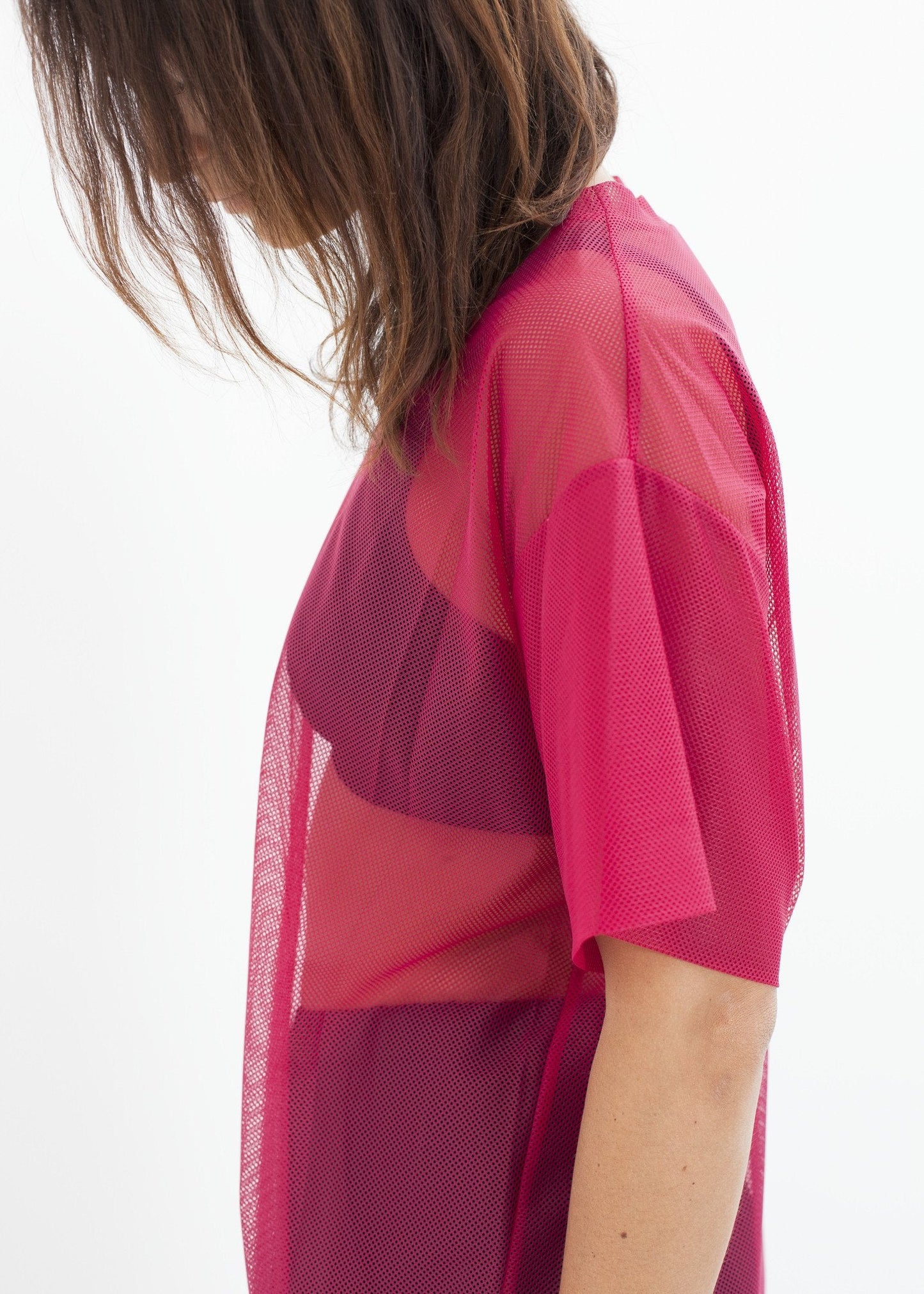 Sobrevestido de malla en rosa