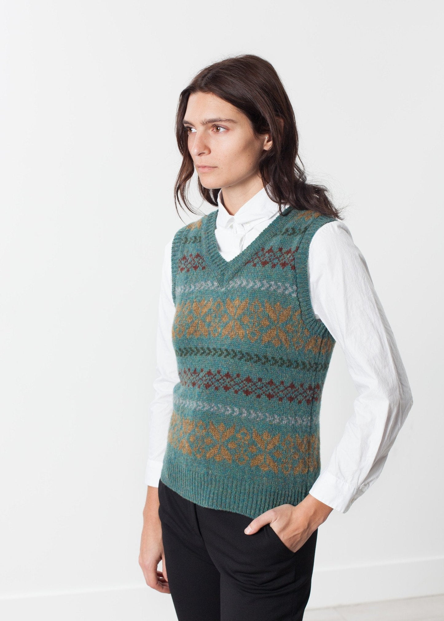 Chaleco Fair Isle en Army