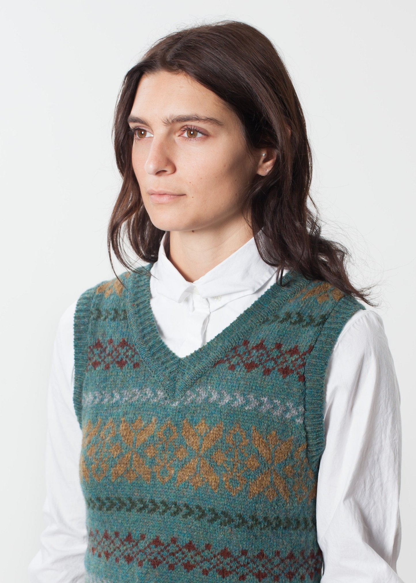Chaleco Fair Isle en Army