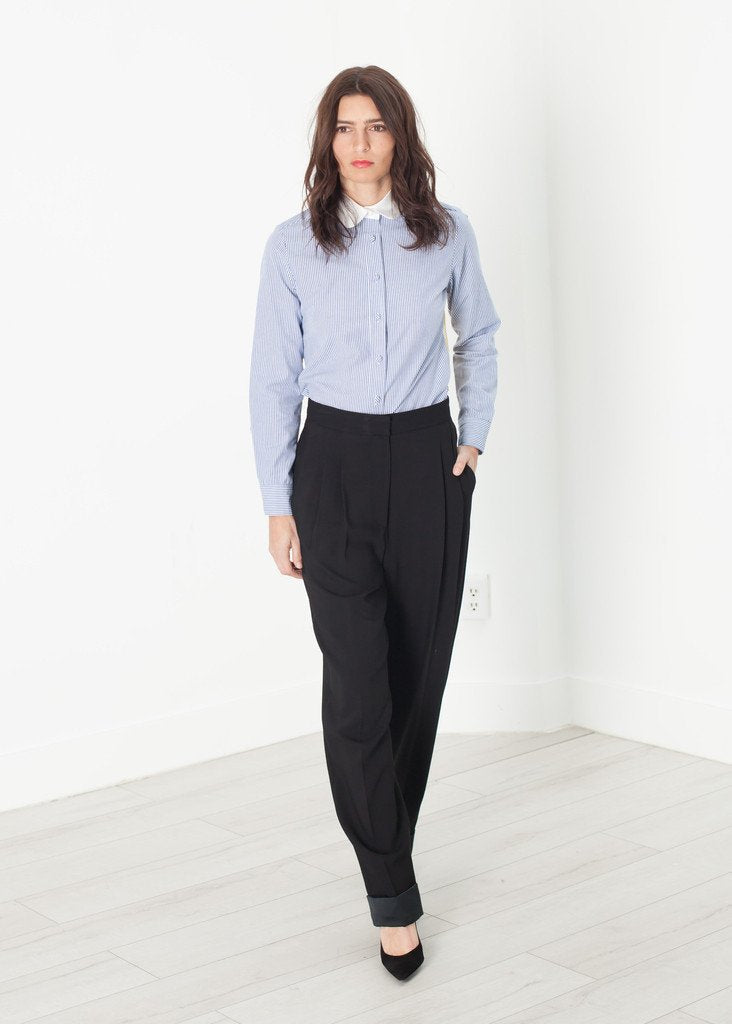 Pantalon à revers contrastés en noir