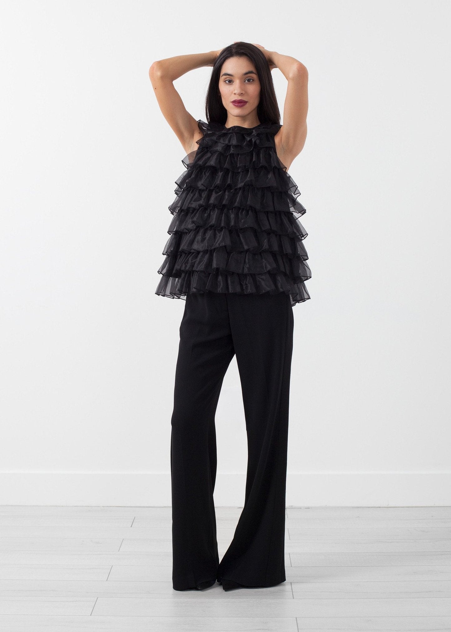 Top de organza con volantes