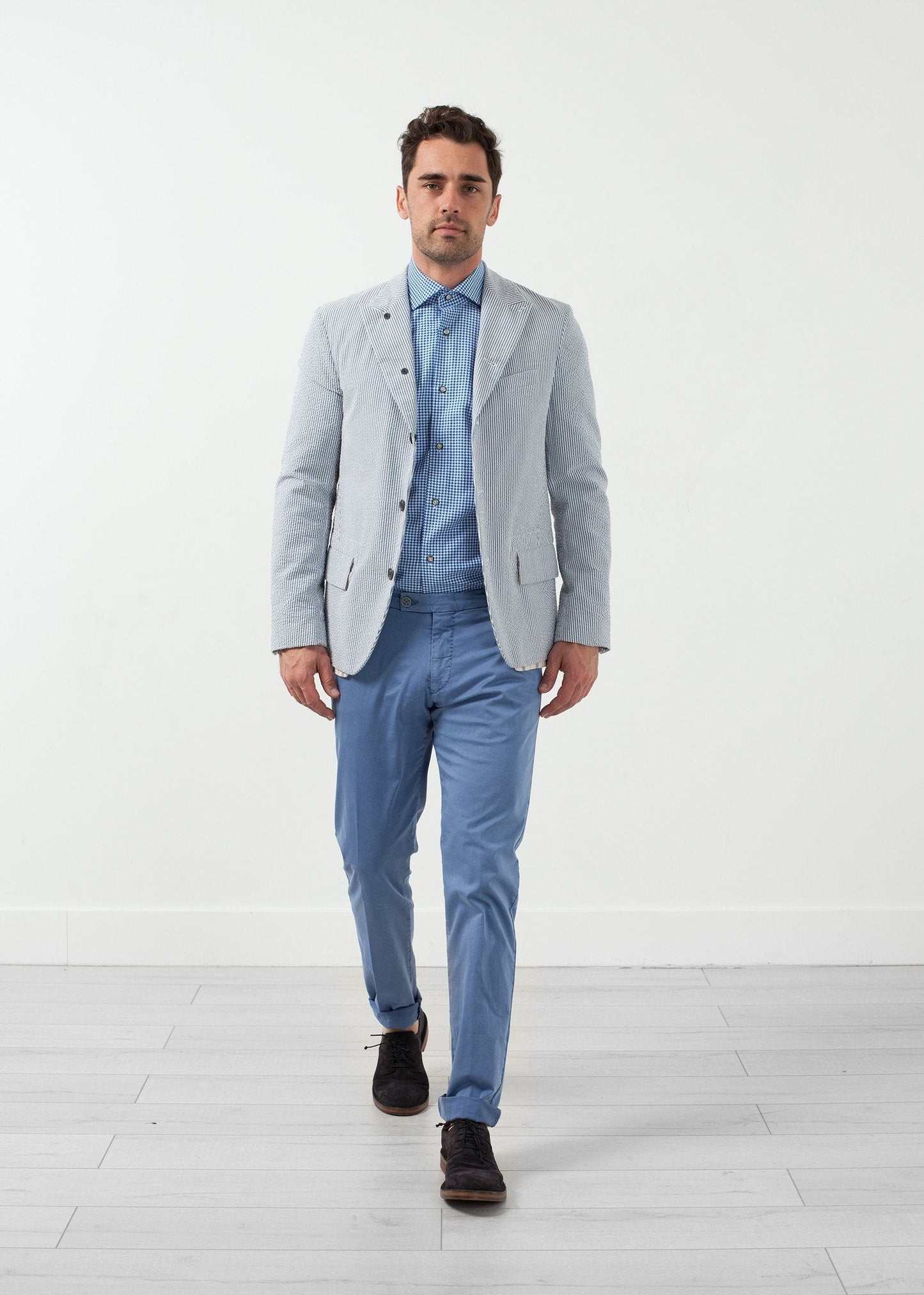 Blazer de cinco botones de seersucker