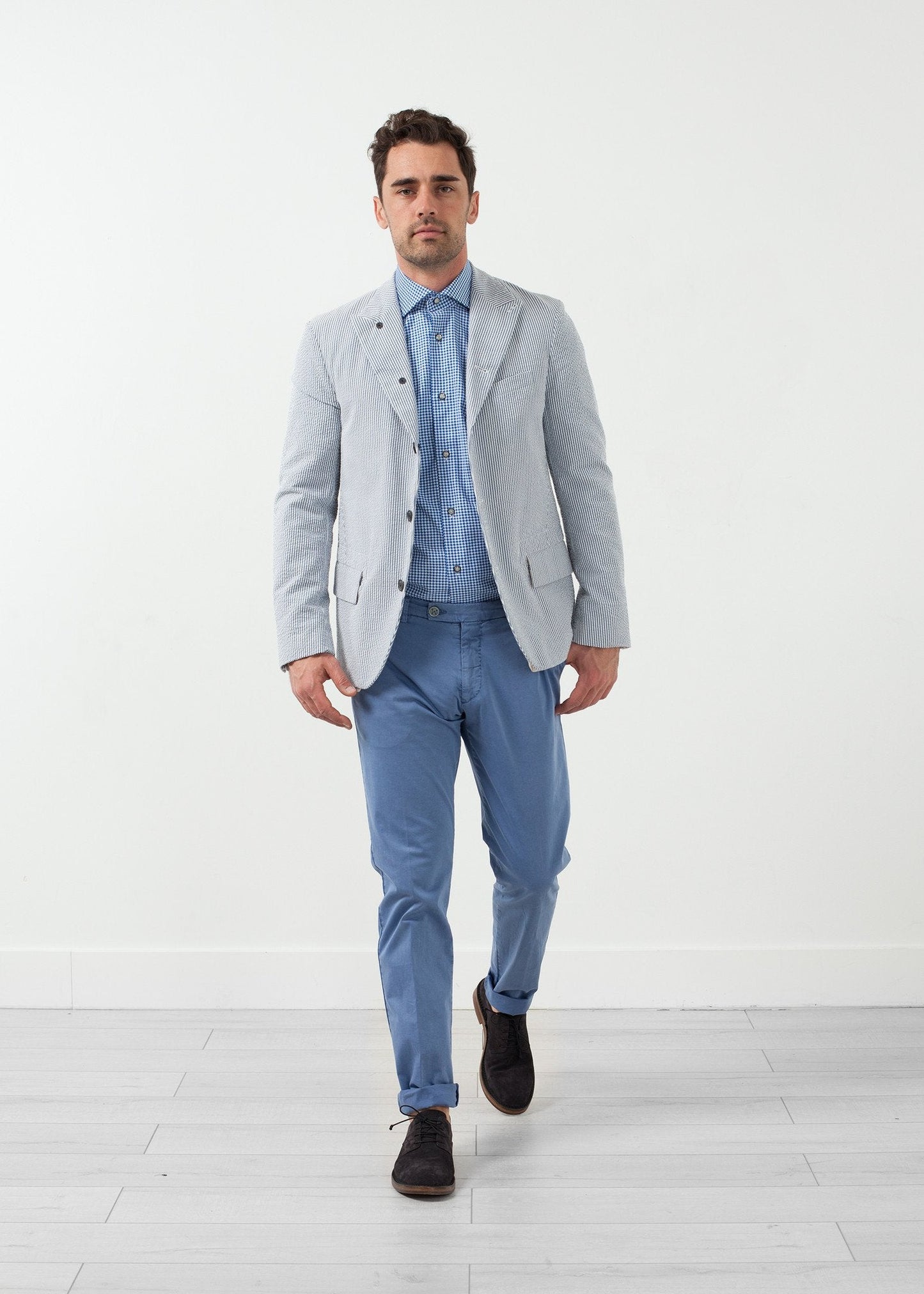 Blazer de cinco botones de seersucker