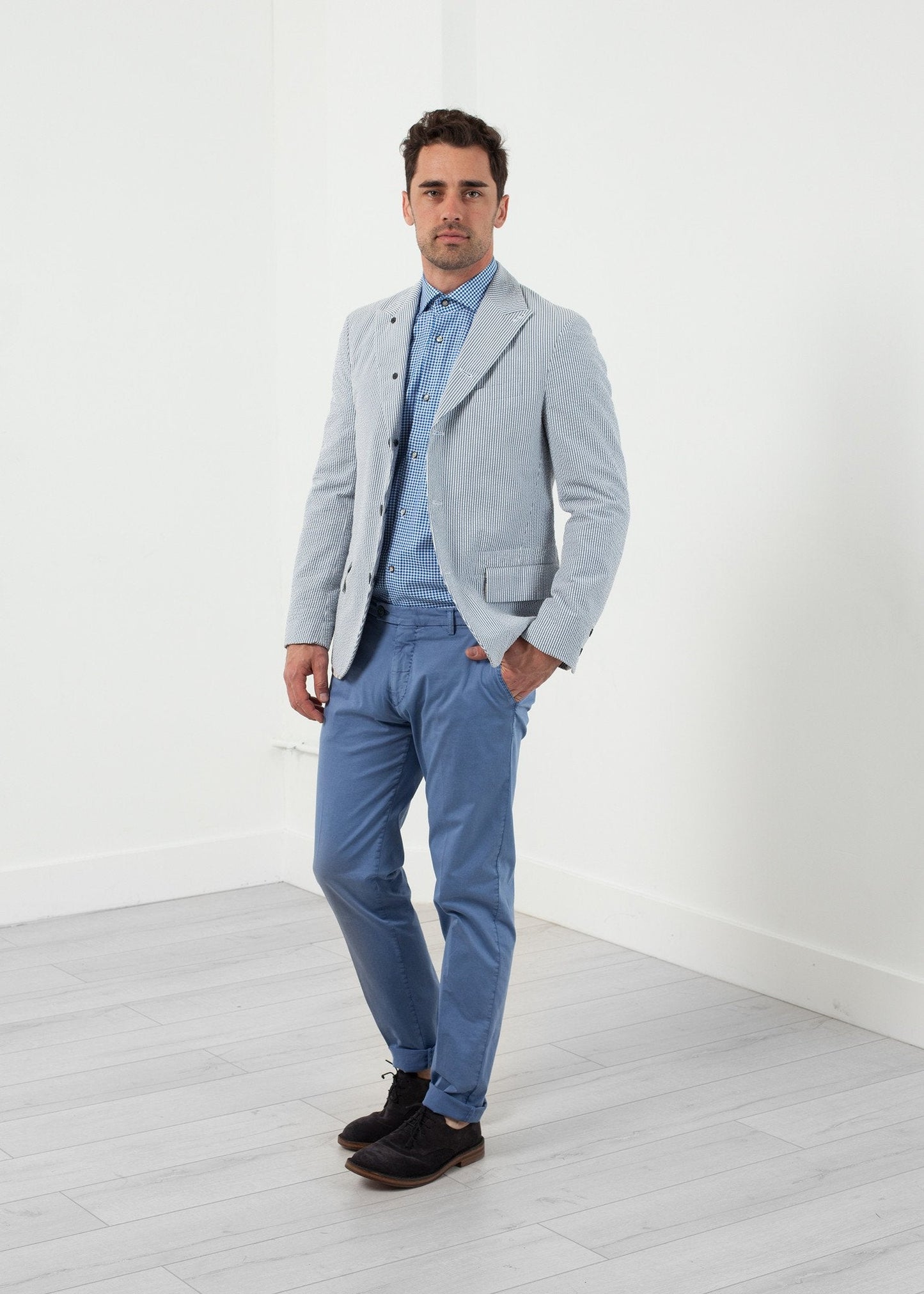 Blazer de cinco botones de seersucker