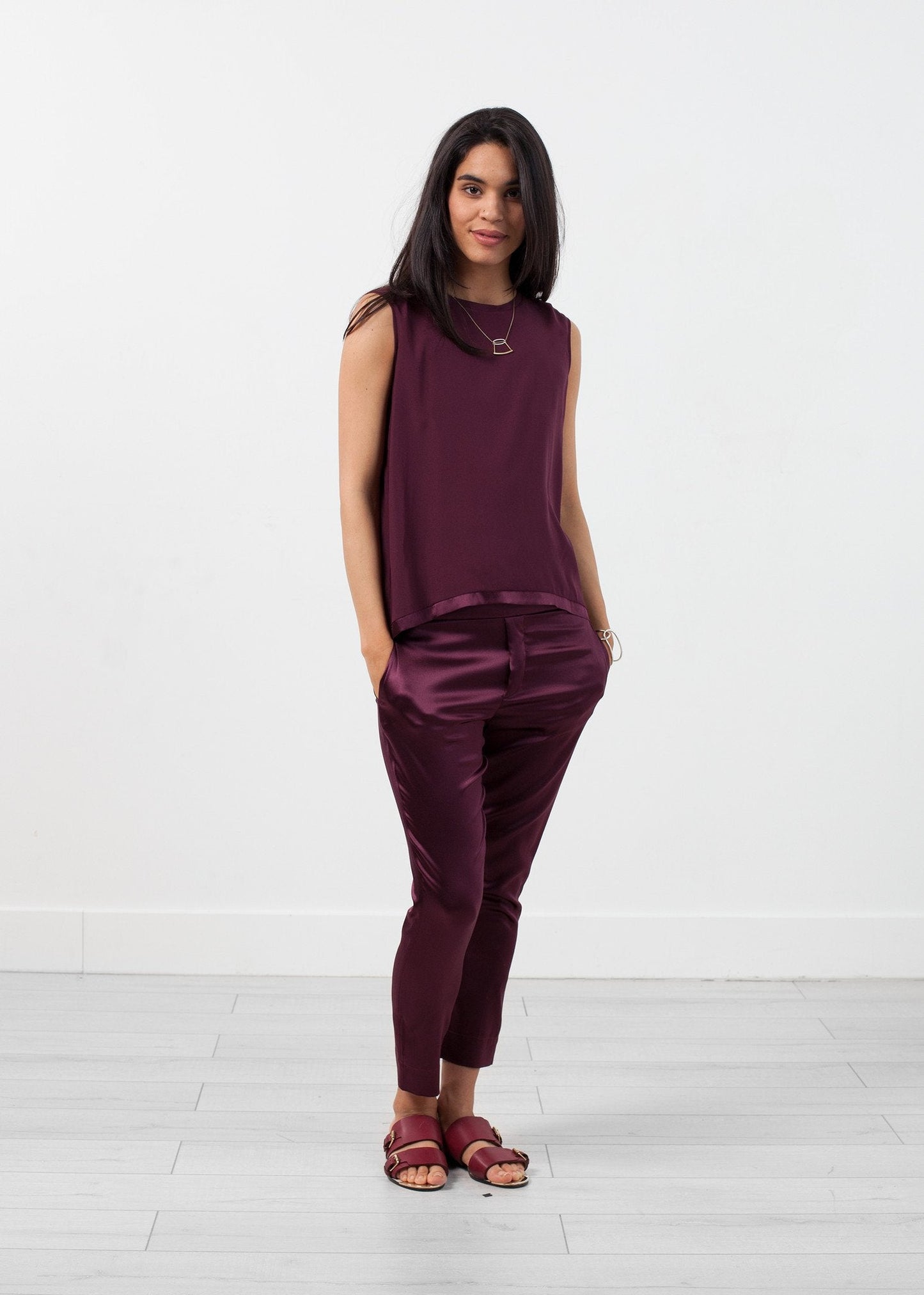 Pantalón pullup de seda