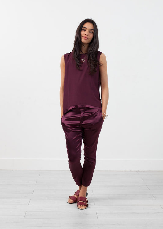 Pantalon pull-up en soie