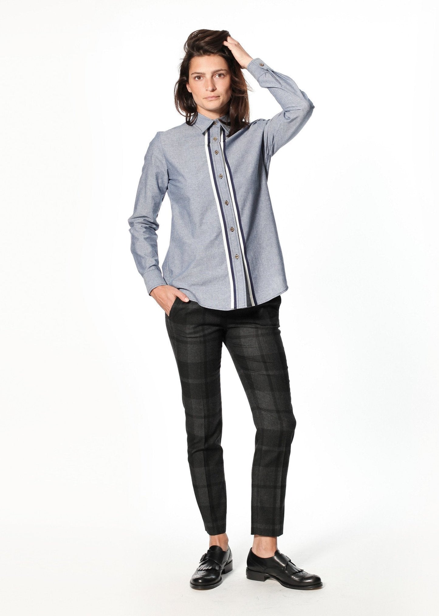 Camisa Boyfriend de Chambray en Azul