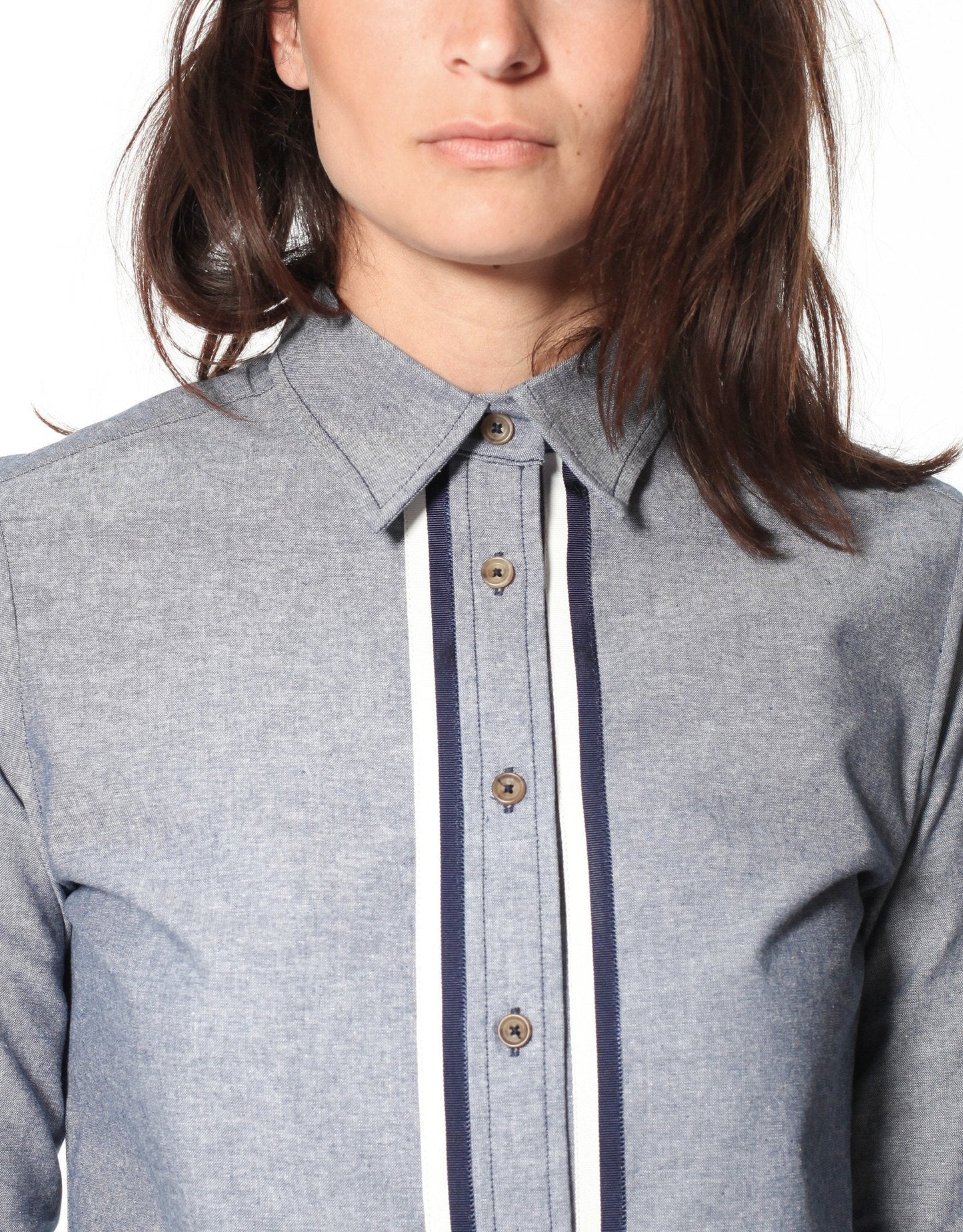 Camisa Boyfriend de Chambray en Azul