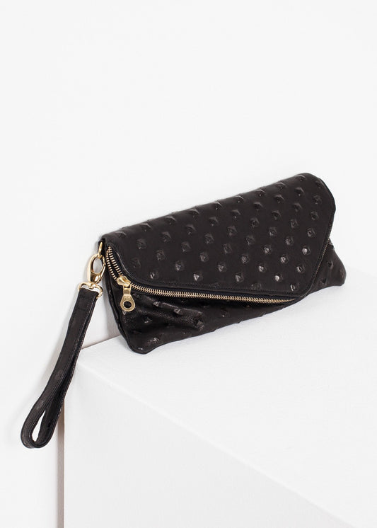 Clutch Roxanne de Cuero en Negro